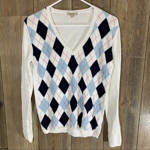 BARBOUR Argyle Red White and Blue Sweater